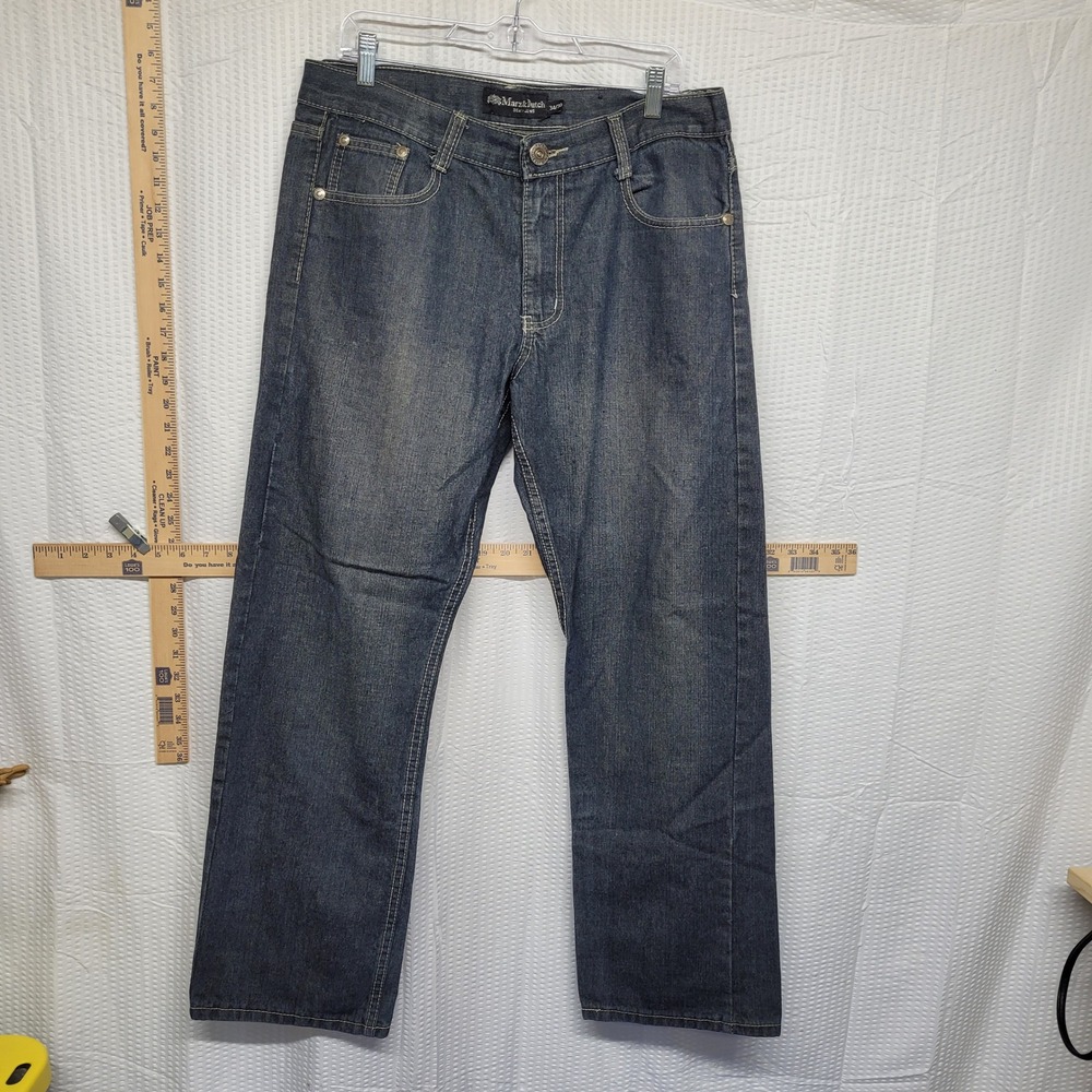 Marx &‎ Dutch Mens Straight Leg Jeans Dark Wash Blue Denim 34x30